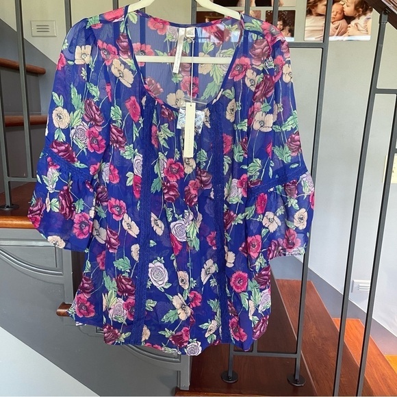 LC Lauren Conrad Blouse floral size large NWT - Picture 4 of 10